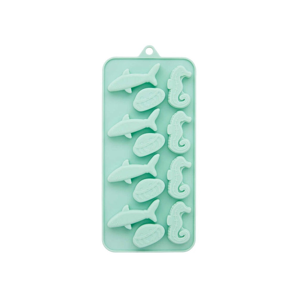قالب حلوى ويلتون على شكل سمكة قرش وقنديل البحر وحصان البحر، 12 تجويفًا