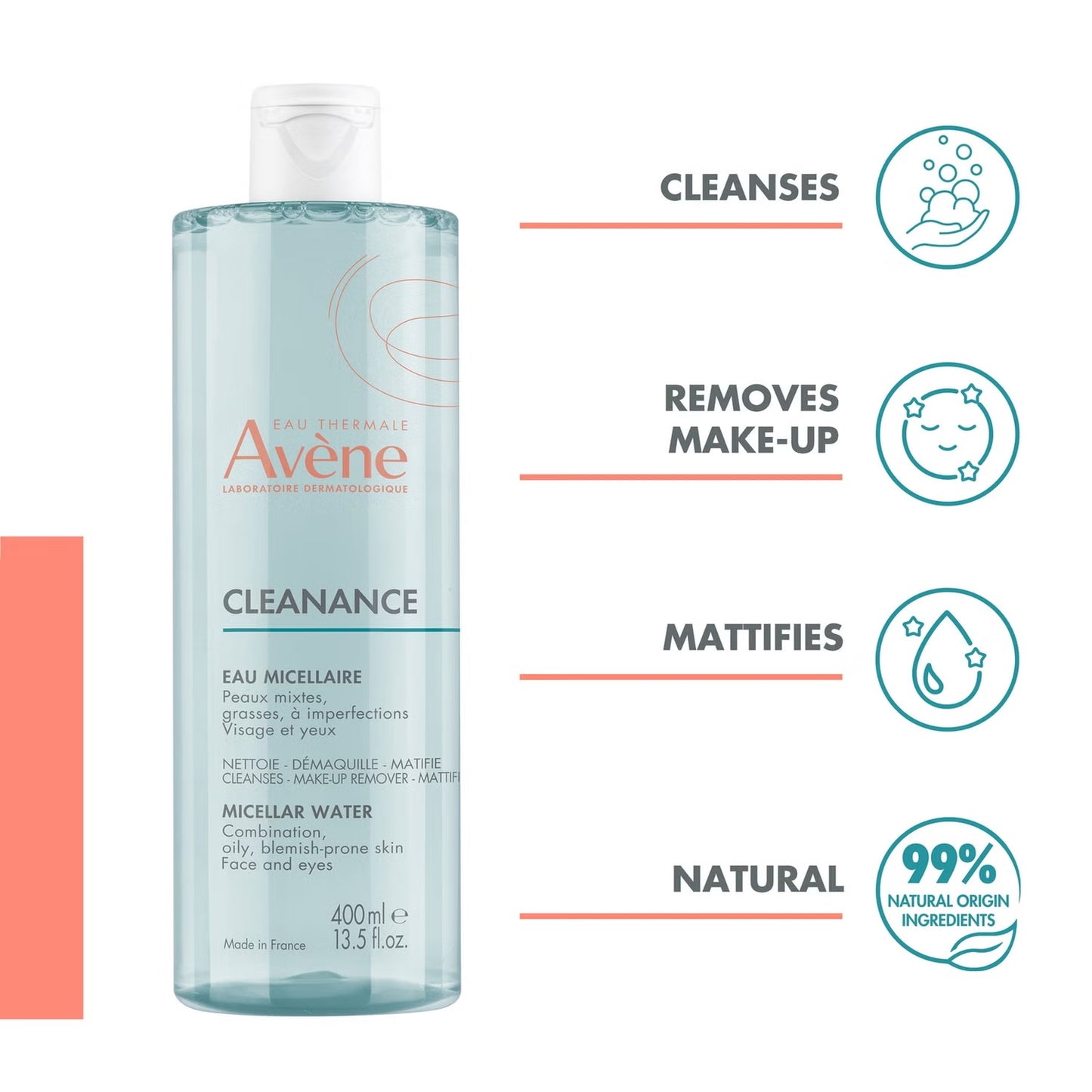 ماء ميسيلار كلينانس من أفين للبشرة الدهنية 400 مل