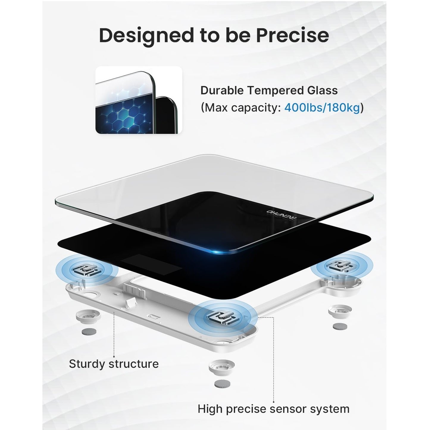 ميزان الوزن الرقمي Renpho Core 1s - أسود