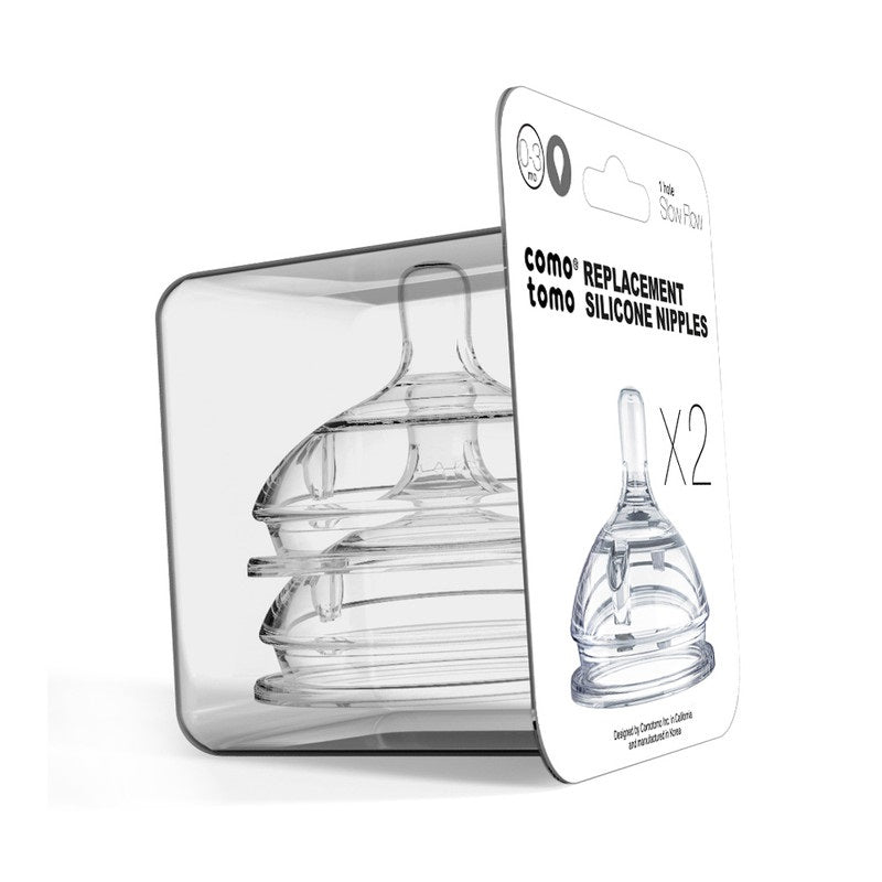Comotomo - Natural Teat Silicone Nipples (Fast Flow) - Transparent 2 Pcs
