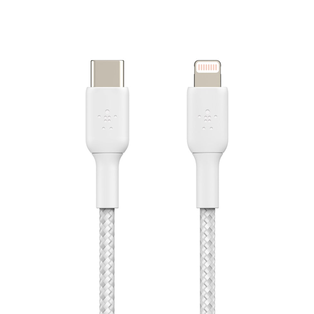 كابل Belkin Boost Charger™ Lightning إلى USB-C مضفر، 2 متر، أبيض