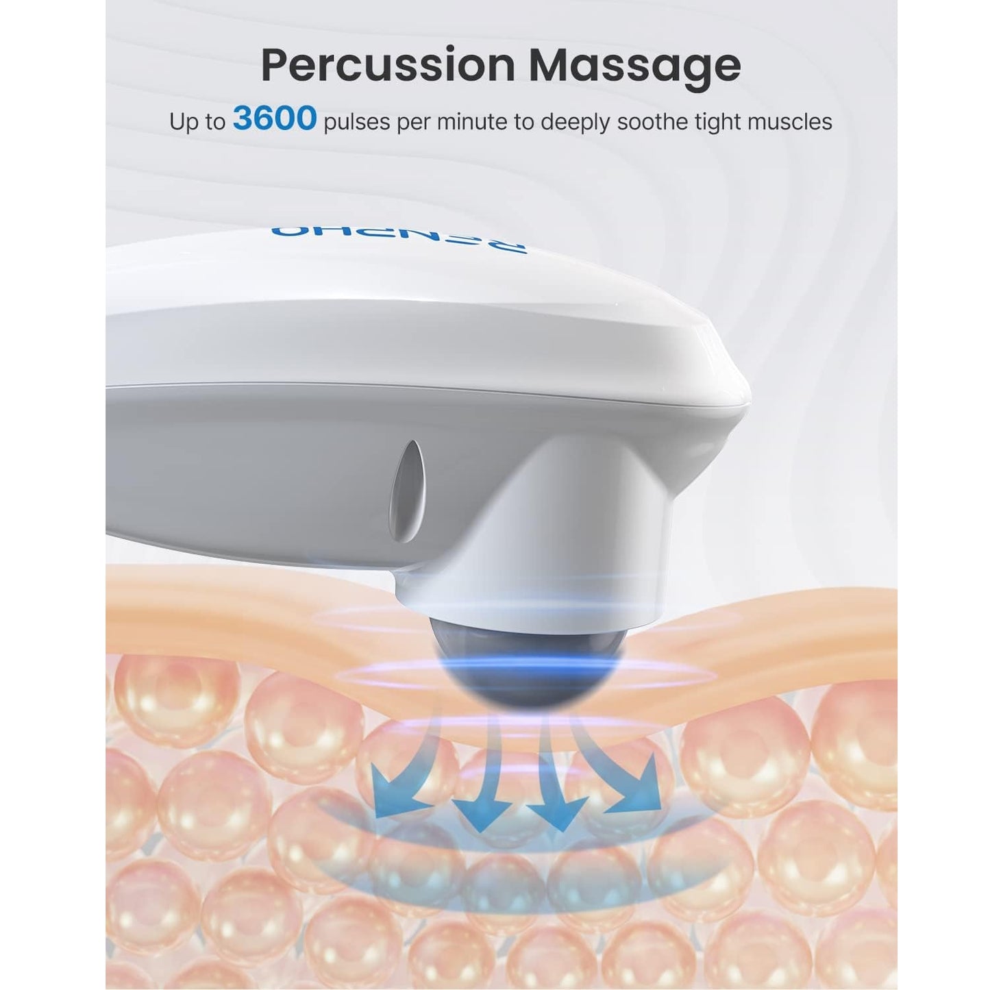 جهاز تدليك الأنسجة العميقة المحمول باليد من رينفو القابل لإعادة الشحن - أبيض