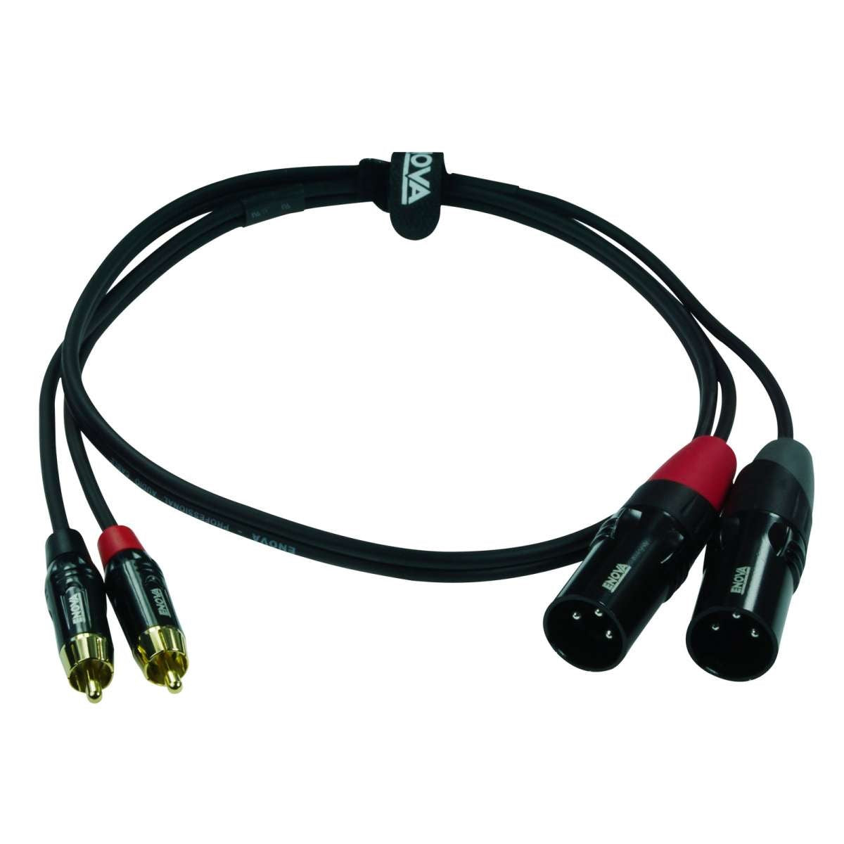 كابل محول ذكر XLR 3-Pin - RCA ذكر من Enova بطول 1 متر، كابل ستيريو أسود وأحمر