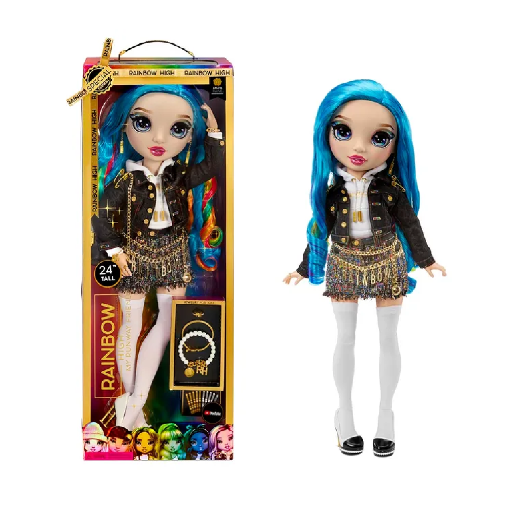 Rainbow High My Fashion Style – Poupée Amaya 28 Cm, Tenue Arc-en-Ciel Élégante, Sac à Main, Cheveux Longs, Articulée, 4-12 Ans