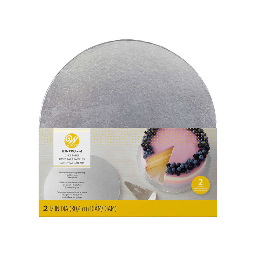 قواعد كيك دائرية فضية من ويلتون، 30.4 سم، مجموعة من قطعتين