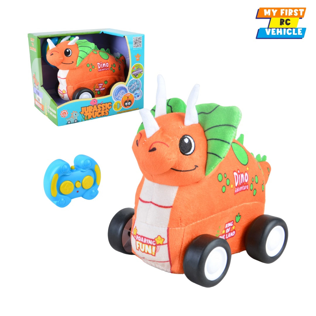 Qilun Toys Triceratops Plush Car for Kids 2.4G R/C