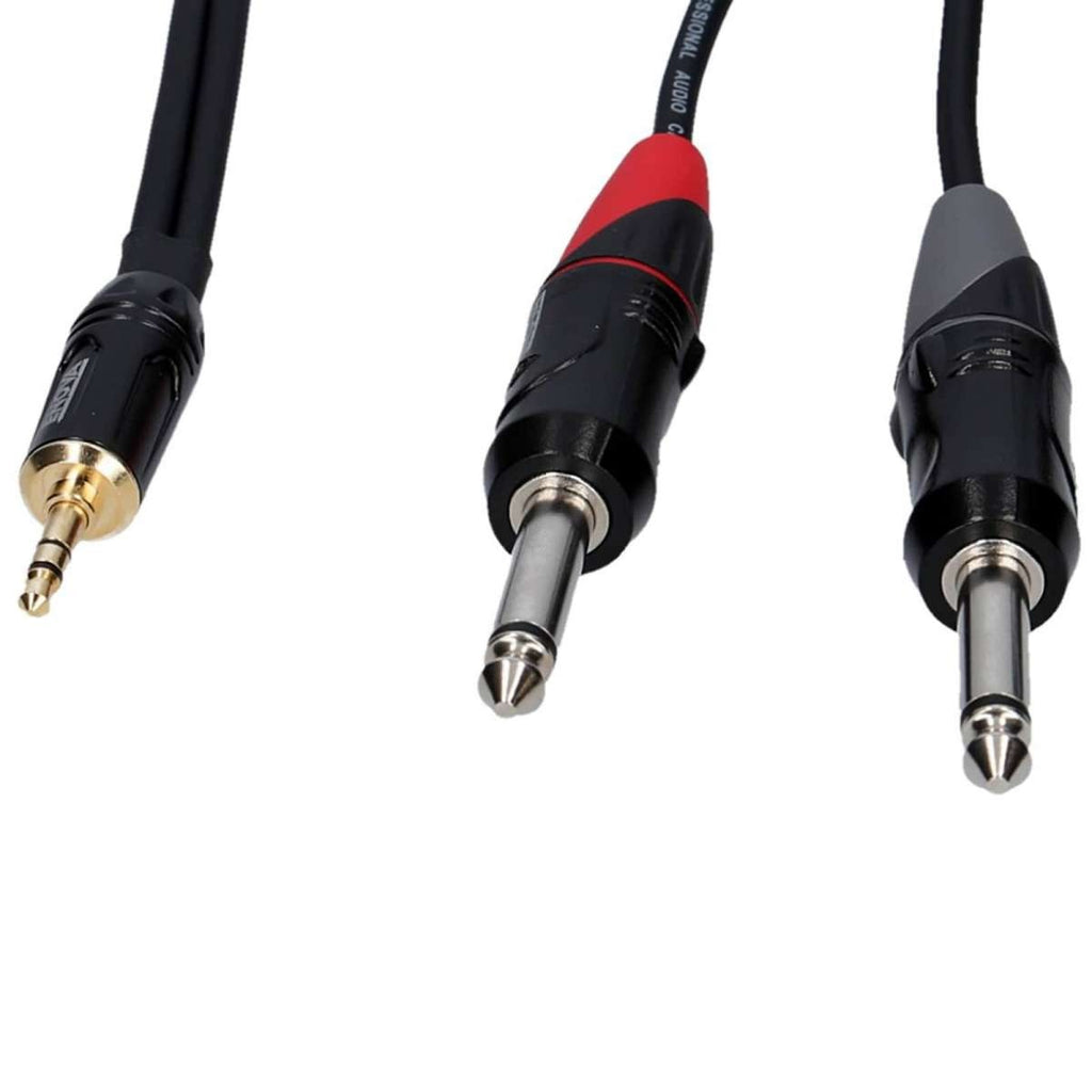 Enova 3 Meters Jack 3.5 mm 3-Pole - 1/4" Plug 2-Pole Adapter Cable Black & Red Stereo Cable