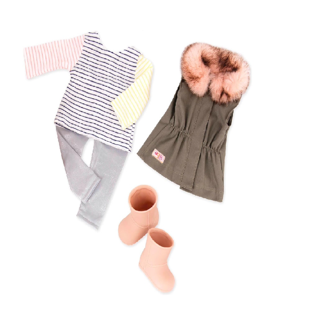 سترة باركا من Our generation مصنوعة من الفرو الممتع لفصل الخريف