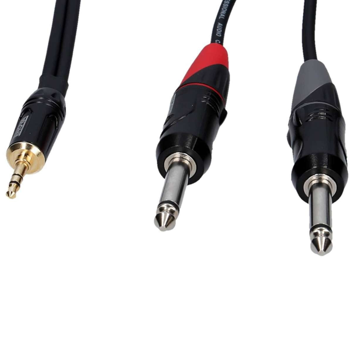 Enova 5 Meters Jack 3.5 mm 3-Pole - 1/4" Plug 2-Pole Adapter Cable Black & Red Stereo Cable