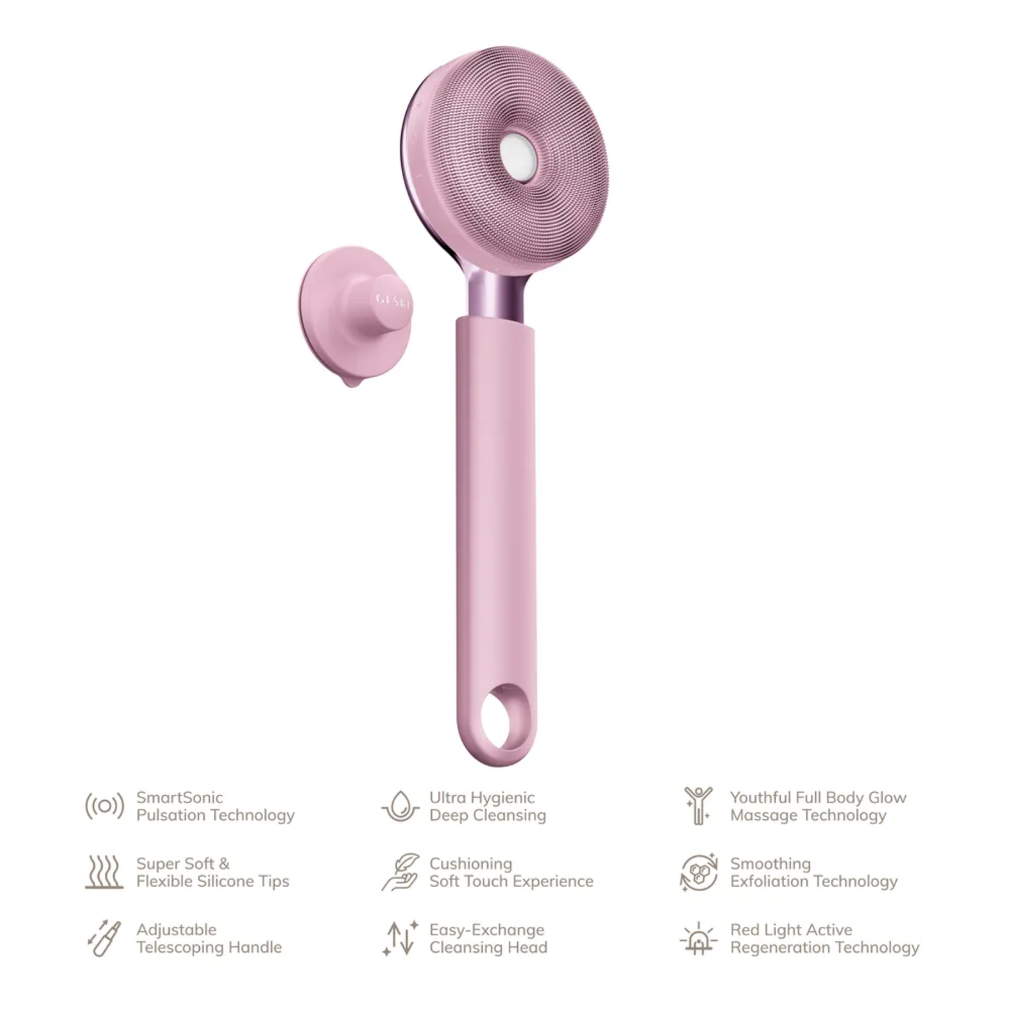 Geske Sonic LED Full-Body Brush | 9 in 1 Pink