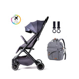 TEKNUM Grey Travel Lite Stroller + Alameda Diaper Backpack - Large - Grey with Hooks