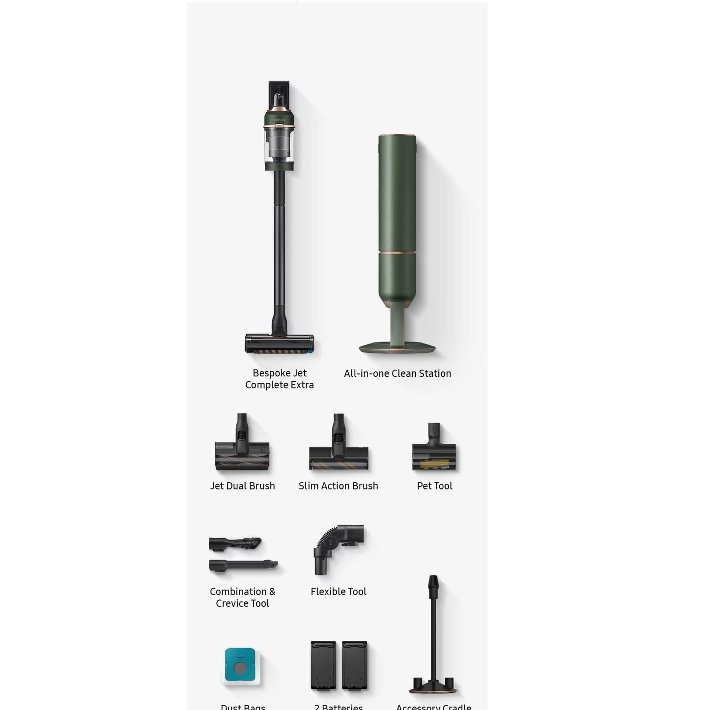 مكنسة كهربائية لاسلكية SAMSUNG BESPOKE Woody green Jet AI 280W VS28C973DR