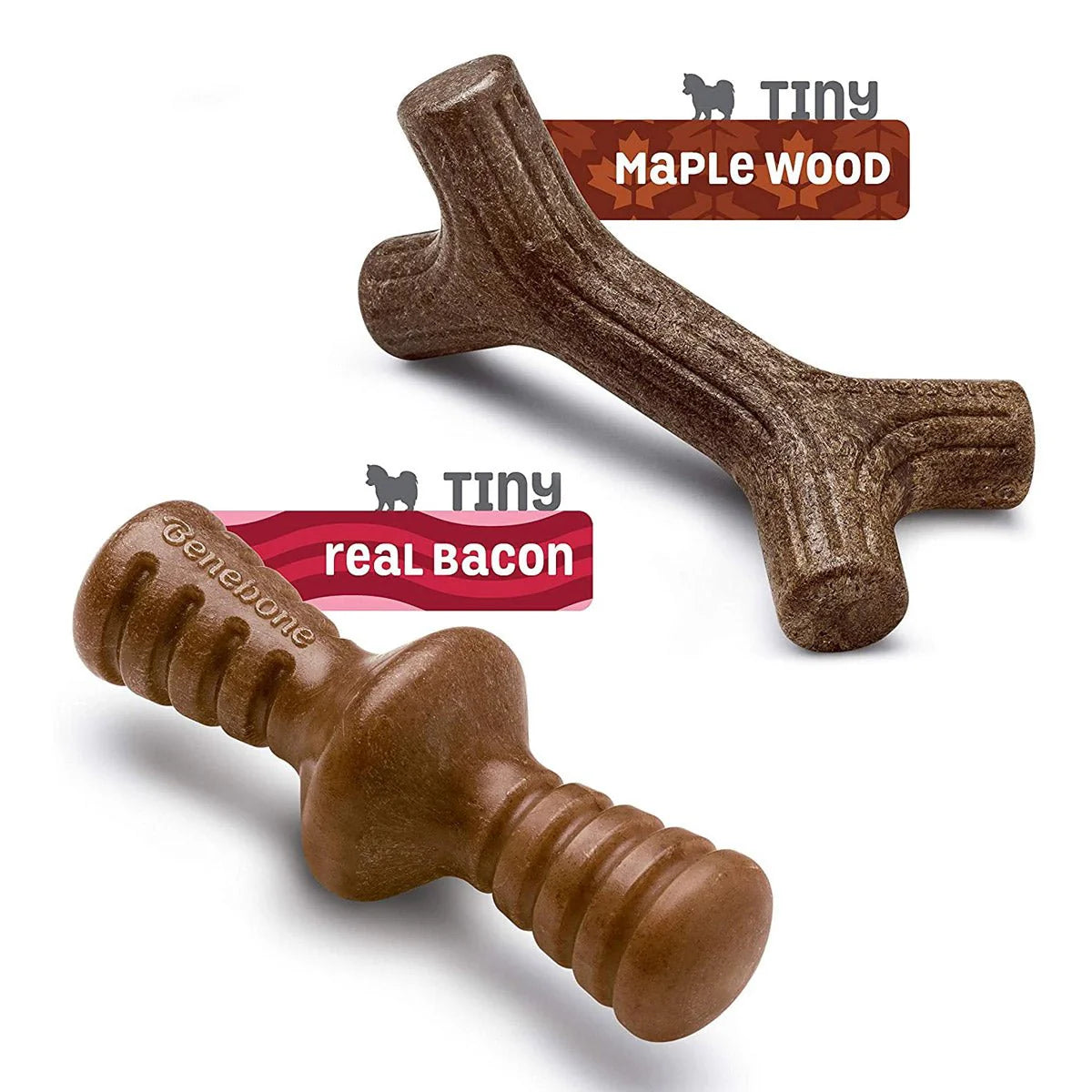 Benebone Tiny Maplestick & Zaggler Bacon Flavor Brown 2Pack