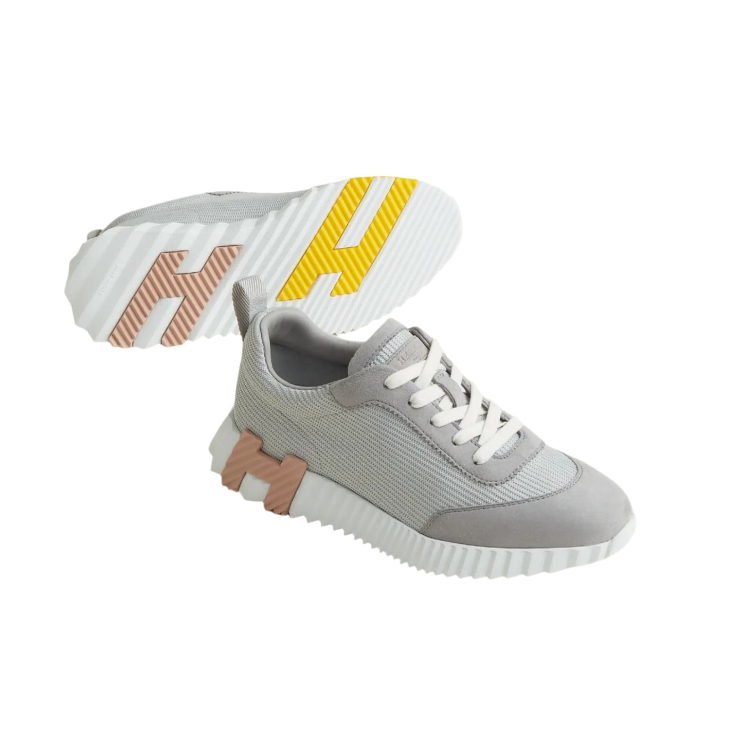 Hermes Bouncing Sneaker "Gris Temperance With Yellow" - 36.5 EU