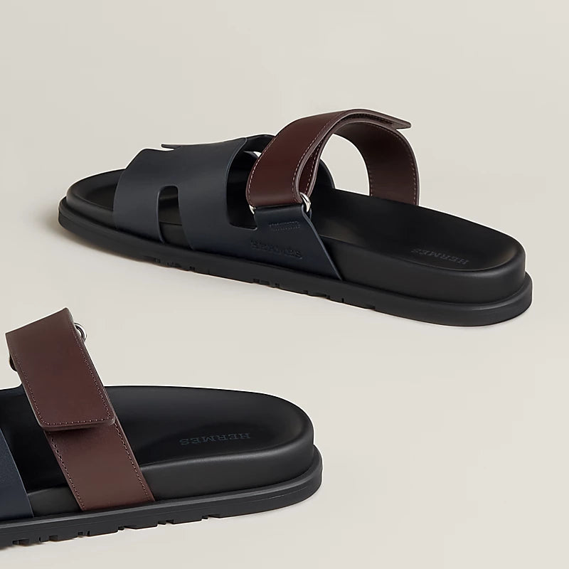 Hermes Chypre Sandal "Marine / Marron Palissandre" - 43 EU