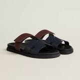 Hermes Chypre Sandal "Marine / Marron Palissandre" - 43 EU