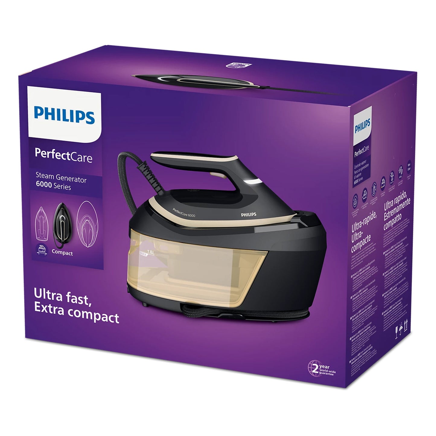 Philips 6000 Series PerfectCare Steam Iron 2400W, 1800mL PSG6064/86 - Black/Copper