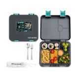 Eazy Kids - 6/4 Convertible Bento Lunch Box Set - Game On Grey - 1080 ml