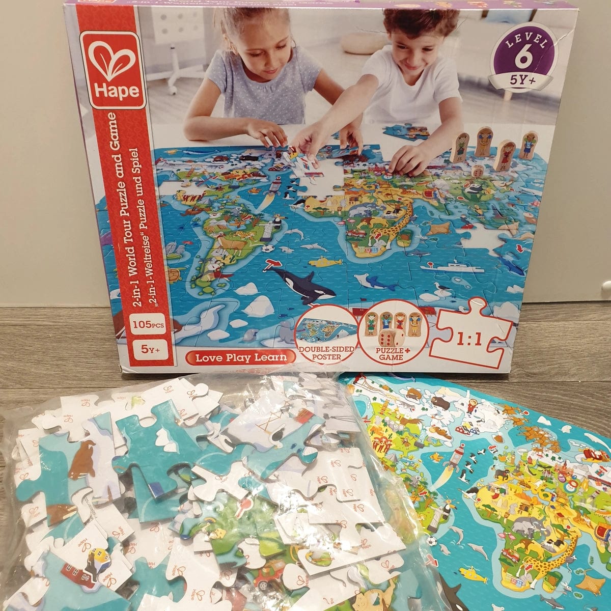 Hape Toys 2-In-1 World Tour Puzzle And Game