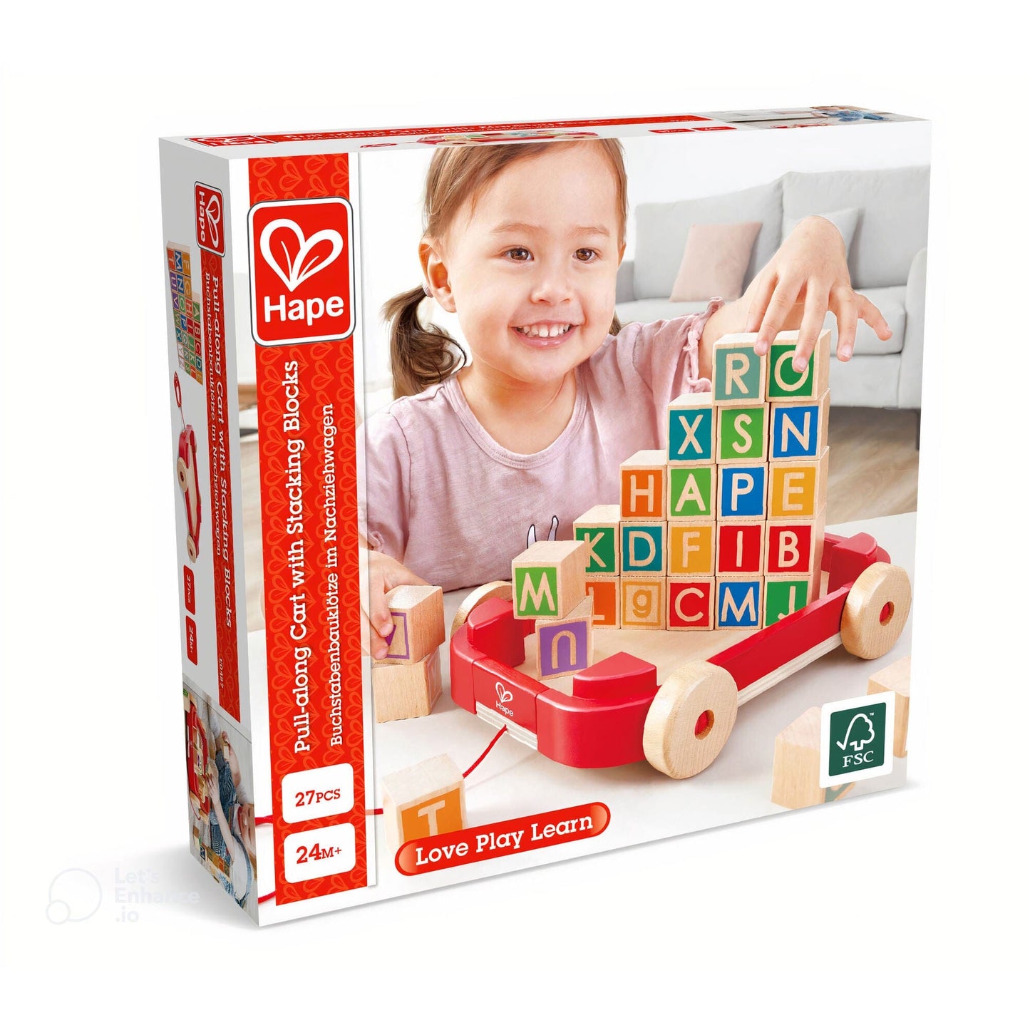 Hape Toys Pull-along Cart with Stacking Blocks