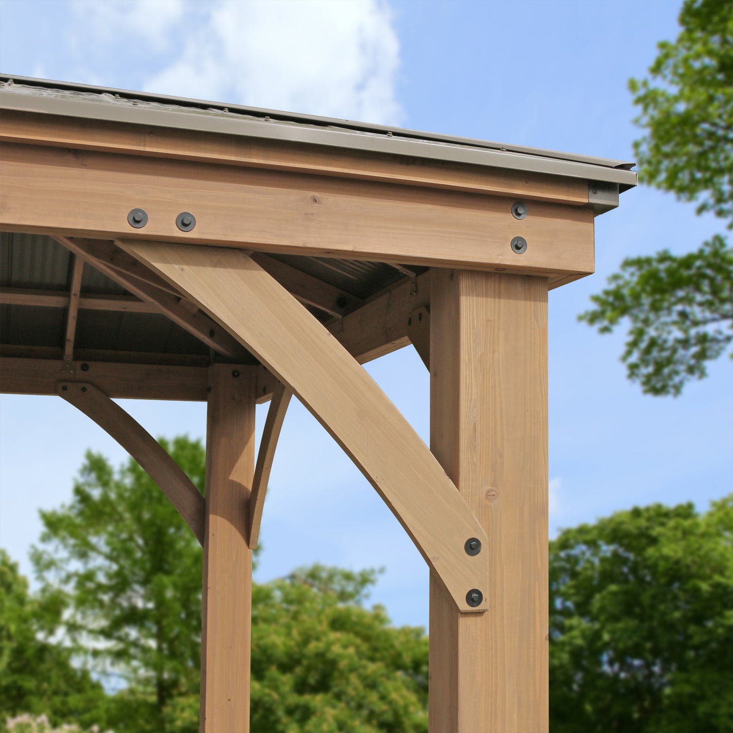 Yardistry 12x12 ft. Wood Gazebo with Aluminum Roof