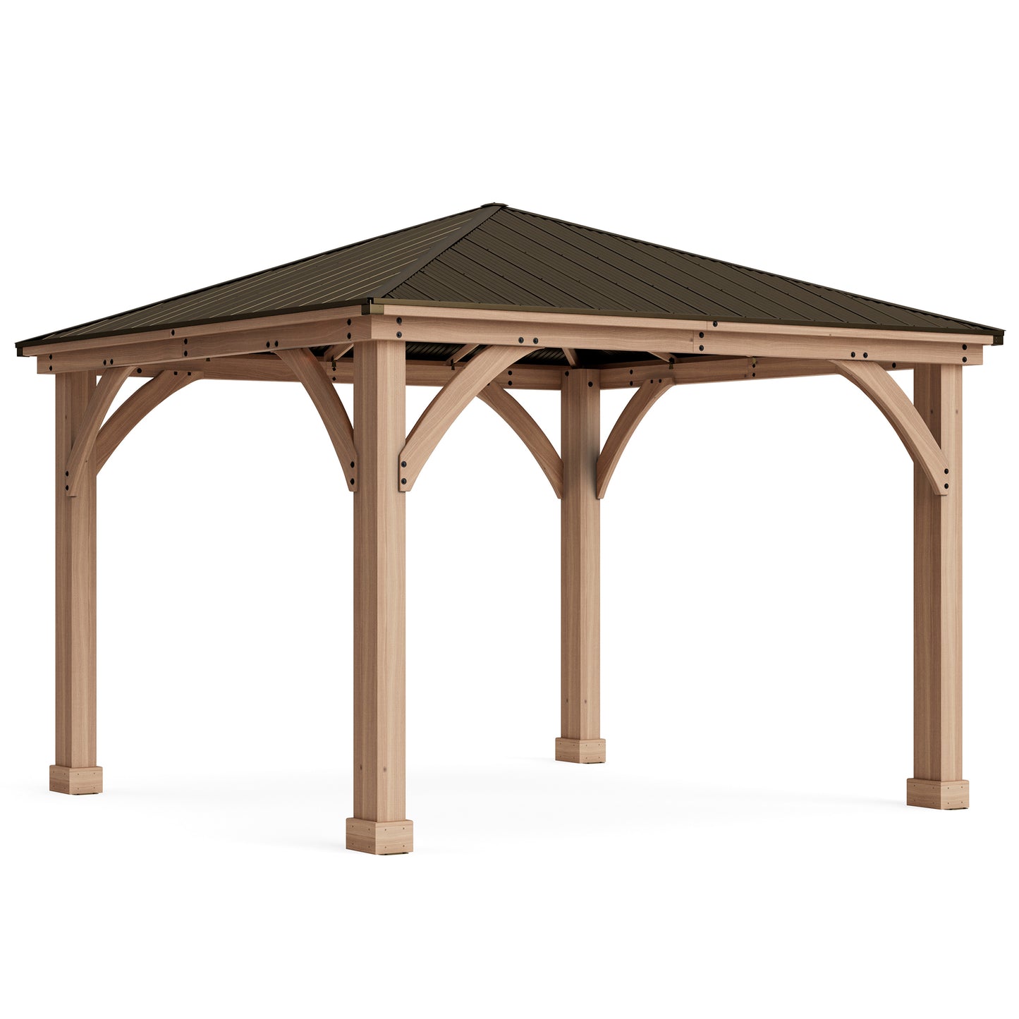 Yardistry 12x12 ft. Wood Gazebo with Aluminum Roof