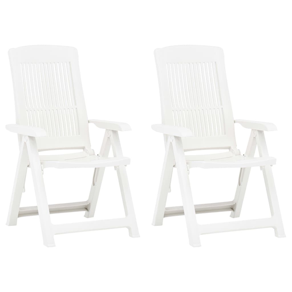 Garden Reclining Chairs 2 pcs Plastic White