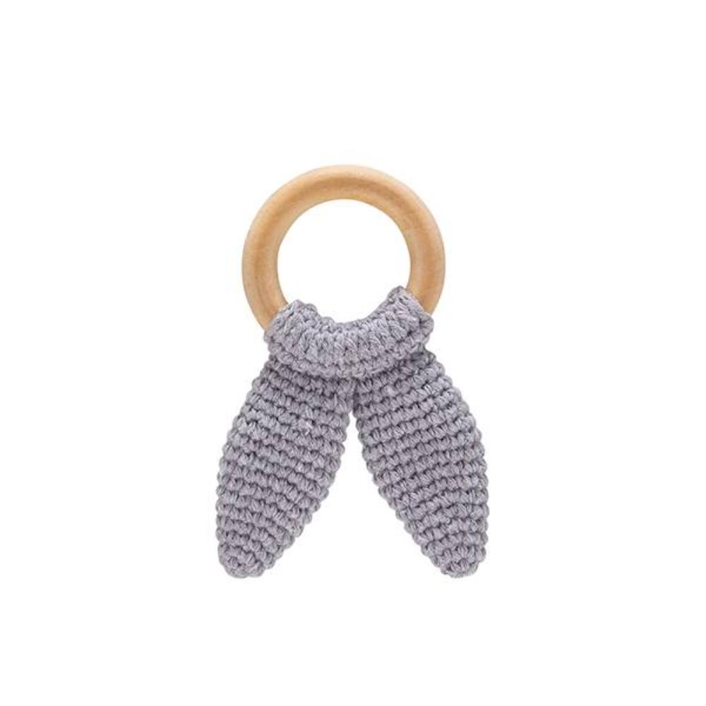 Babyjem - Amigurumi Wooden Ring Teether for Baby - 4+ Months - Grey
