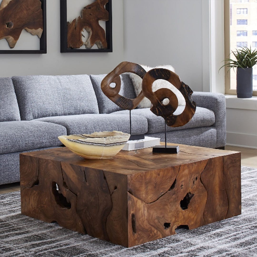 Ligna Home & Kitchen Teak Slice Coffee Table Square