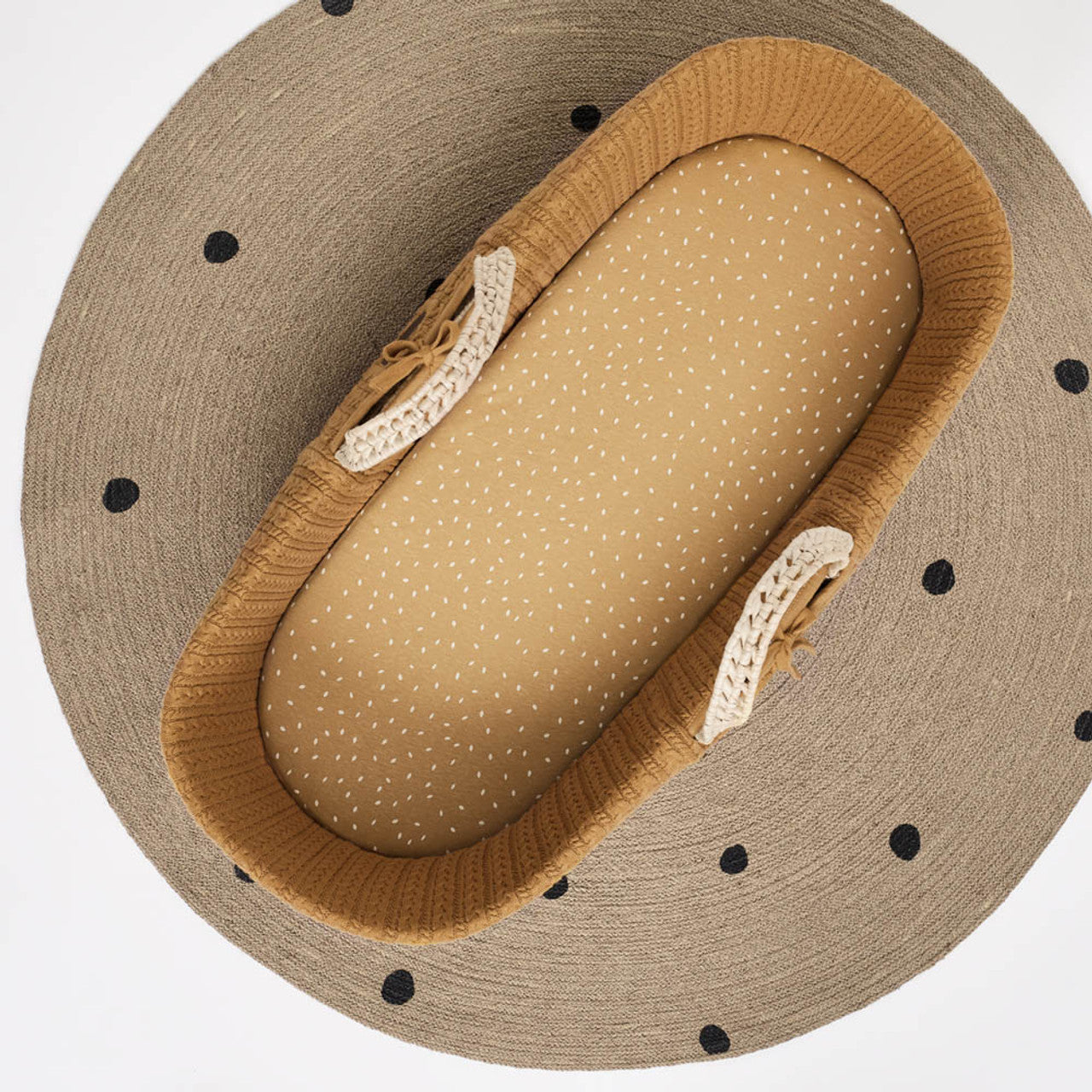 The Little Green Sheep - Basket Fitted Sheet - Honey Rice