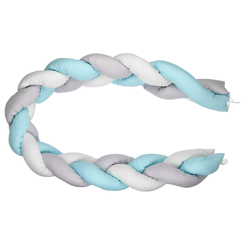 Babyjem - واقي سرير وجانب السرير المخملي - سماوي/رمادي - من عمر 0 أشهر فما فوق