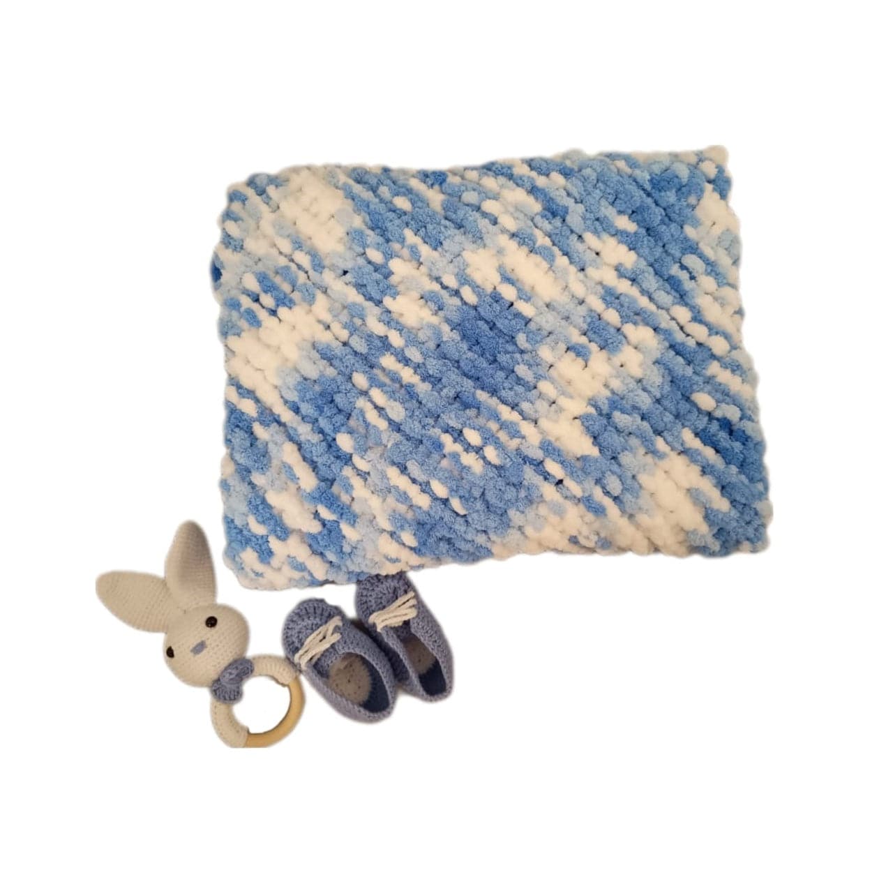 Pikkaboo Babies Pikkaboo HeavenlyHugs Mr. Rabbit Crochet Teether, Booties, and Blanket Set