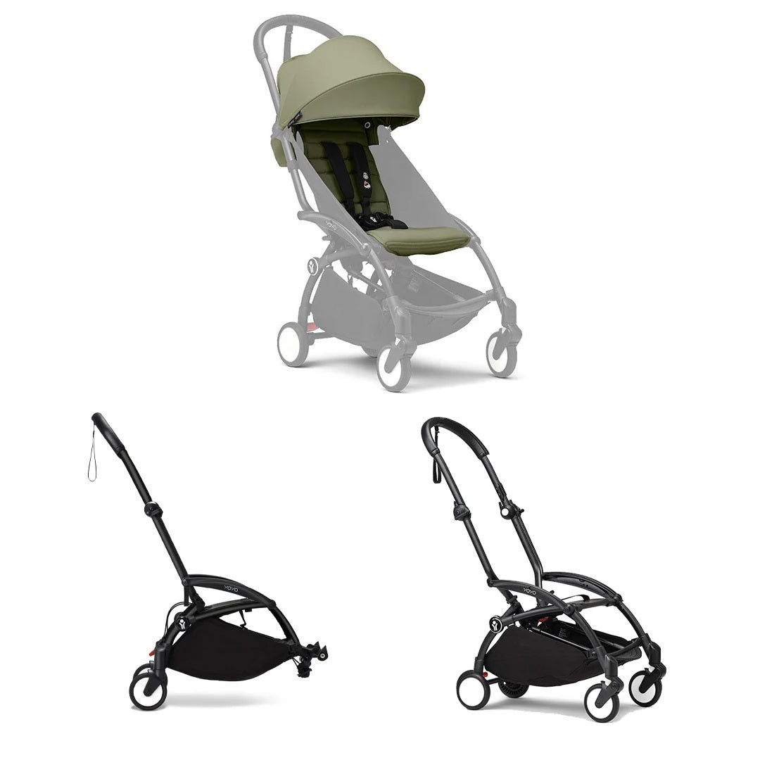 Stokke YOYO3 Black Frame & 6+ Olive Bundle