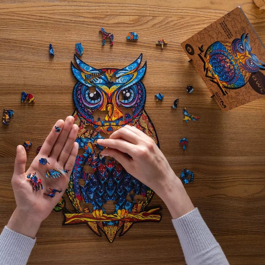 UNIDRAGON Toys UNIDRAGON Figured Wooden Puzzle Charming Owl, Small Size