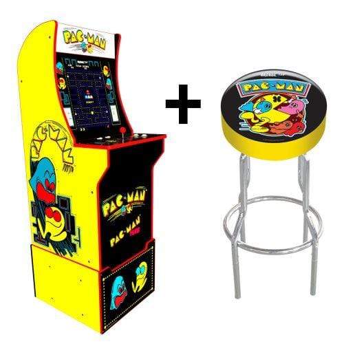 Arcade 1UP Gaming Pac-man with Light-up Marquee, stool and Riser - Bundle