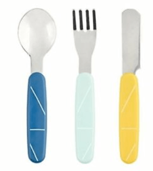 BabyMoov Babies Set of 3 inox cutlery 2nd age Azur