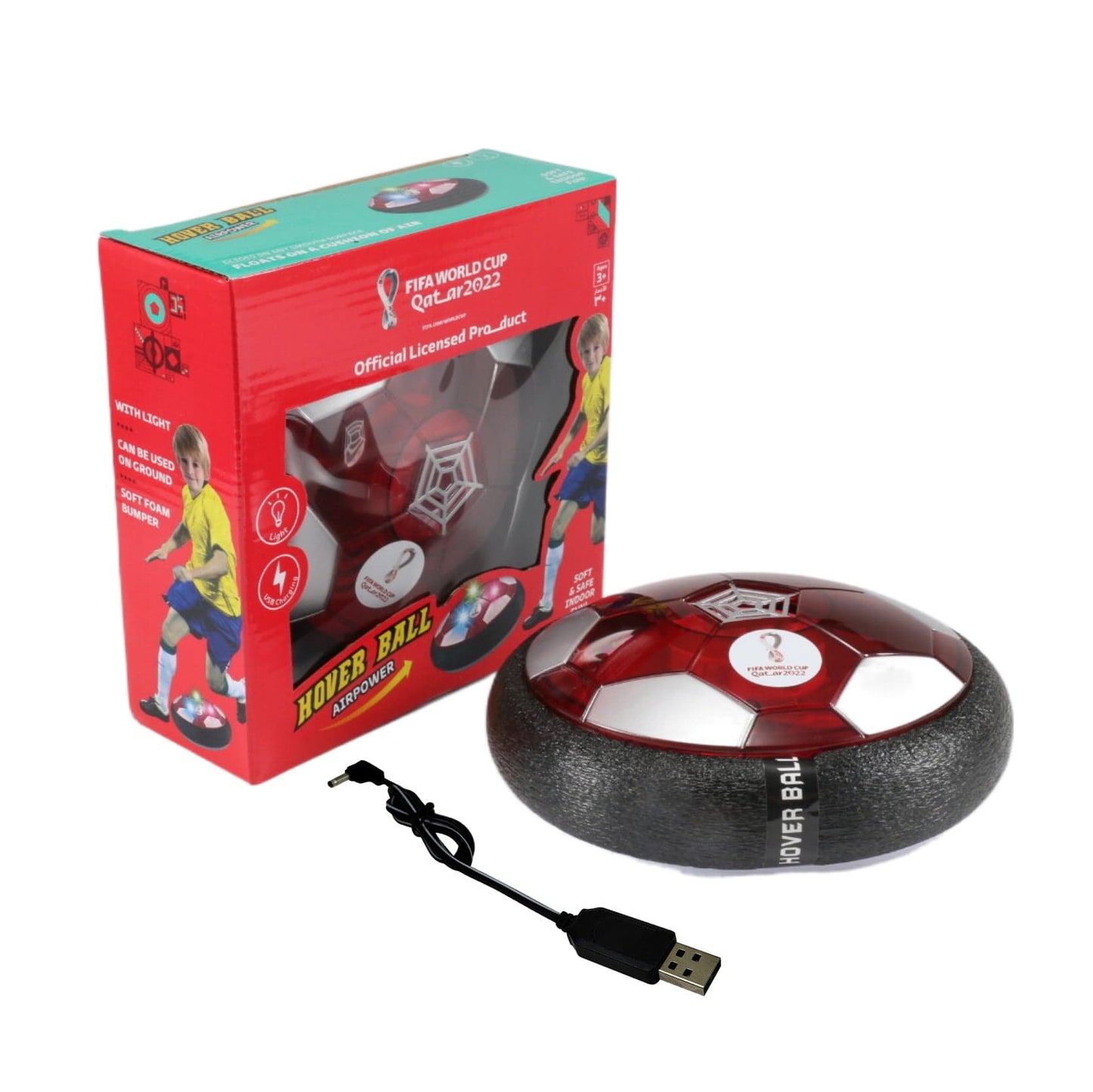 FIFA Toys FIFA Rechargable LED Light Up Soft Foam Padded Hover Ball 18cm