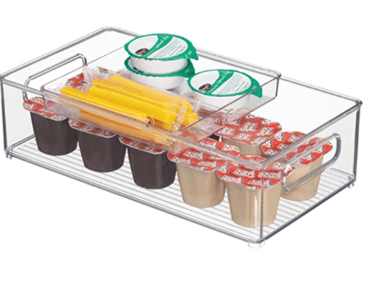 InterDesign Beauty InterDesign 2pc Kitchen Bin with Removable Divided Tray for Food Storage, Clear