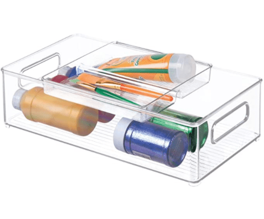 InterDesign Beauty InterDesign 2pc Kitchen Bin with Removable Divided Tray for Food Storage, Clear