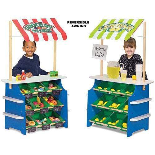 Melissa Doug Wooden Grocery Store and Lemonade Stand Reversible Aw