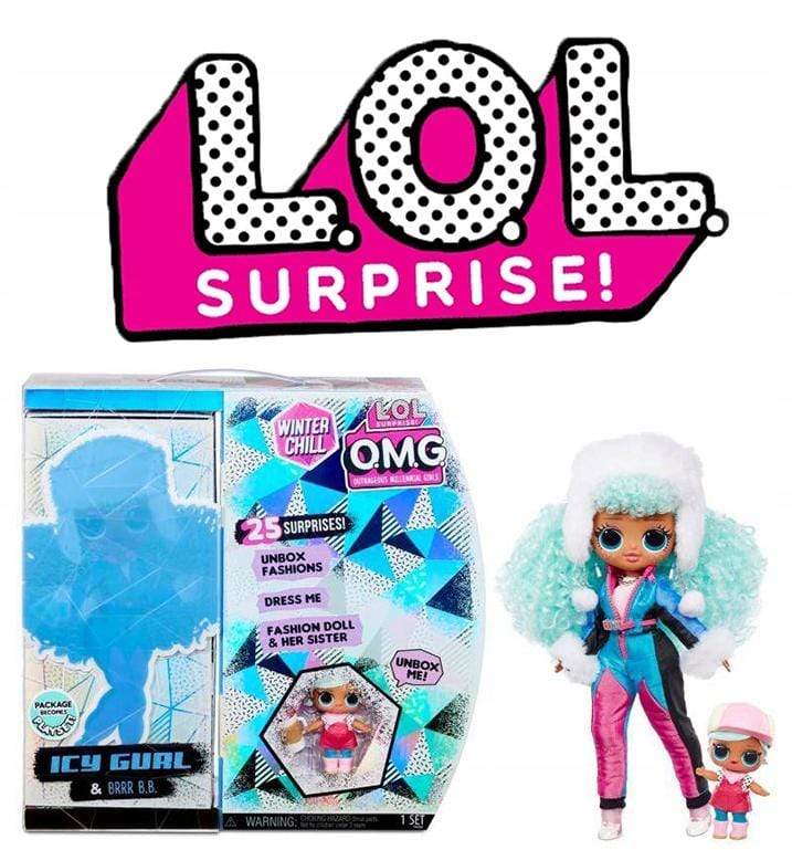 MGA Toys LOL Surprise O.M.G. Winter Chill Icy Gurl Fashion Doll & Brrr B.B. Doll with 25 Surprises