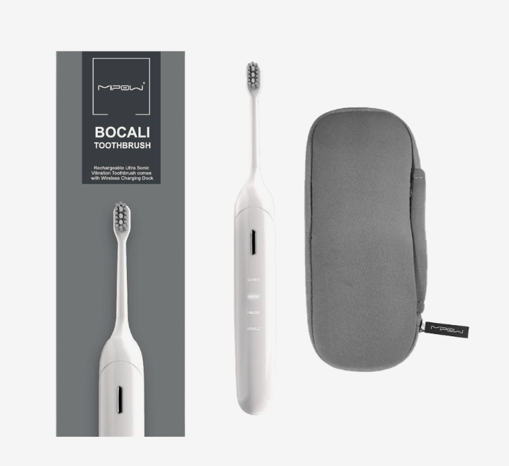 فرشاة أسنان كهربائية قابلة لإعادة الشحن ومقاومة للماء من بوكالي سونيك، بيضاء