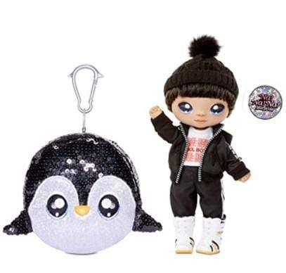 Na Na Toys MGA Entertainment 2 in 1 Baby Doll Na Na Na Surprise with Glitter Sequin Wallet - Andre Avalanche, Boy's Penguin 19.05 cm