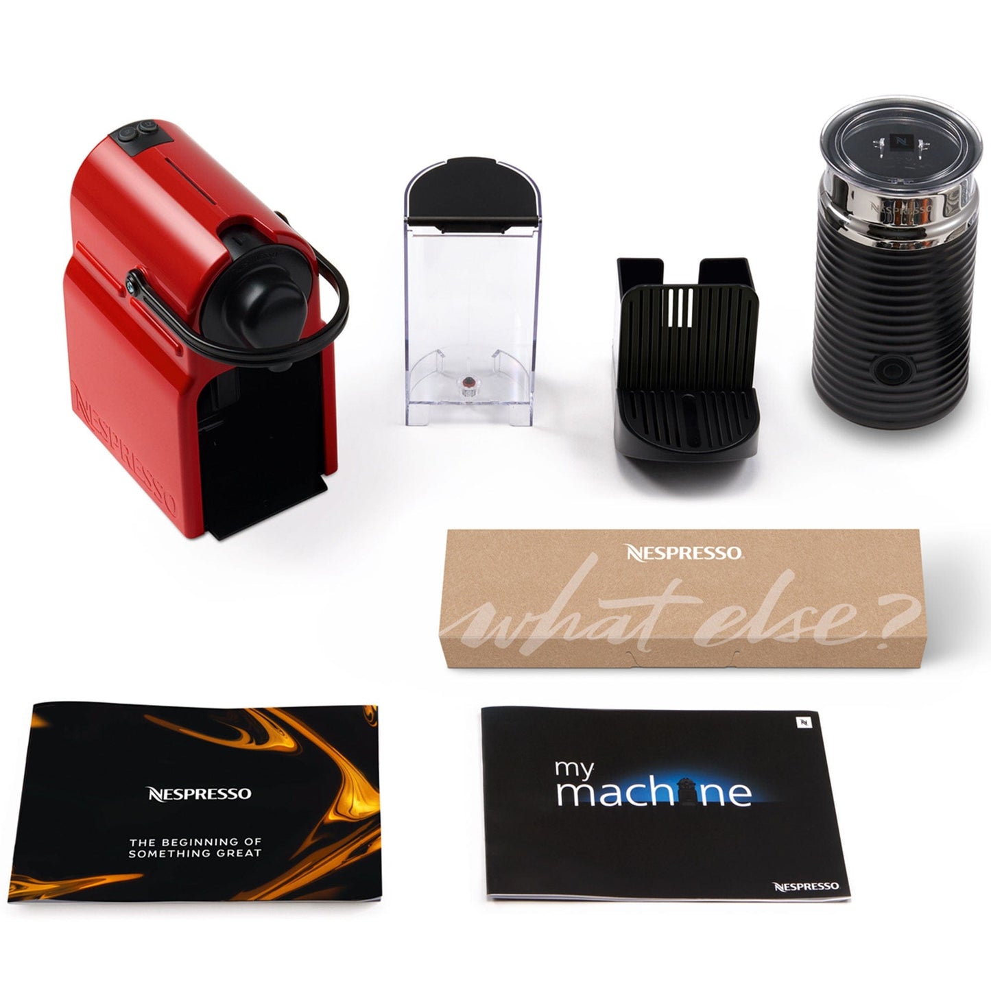 Nespresso Appliances Nespresso Inissia Coffee Machine with Aeroccino Red