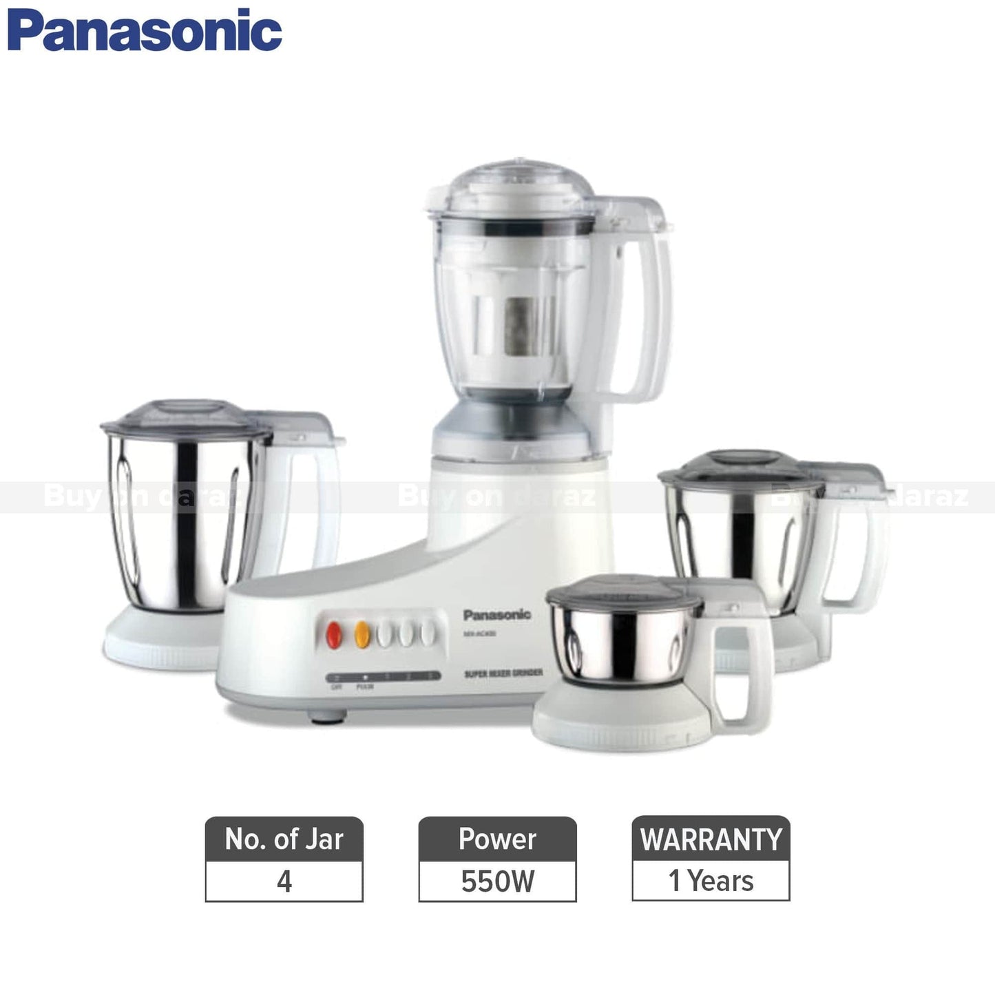Panasonic Household Appliances Panasonic Mixer Grinder | 550W | White | 4 Jars