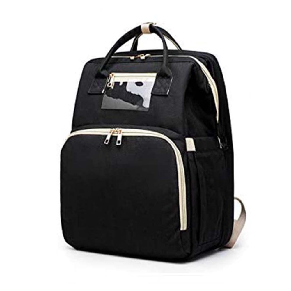 Pikkaboo Babies Pikkaboo 4in1 Diaper Bag with Changing Station/Crib-Black