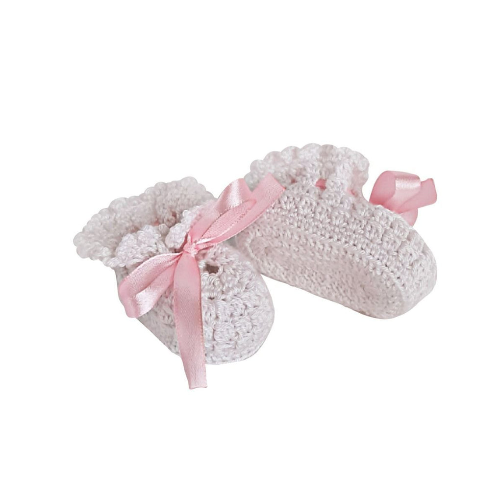 Pikkaboo Pikkaboo - Little Feet Handmade Crocheted Baby Booties - White