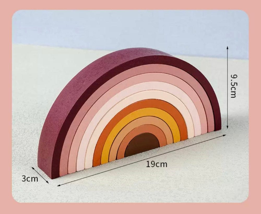 Pikkaboo Toys Pikkaboo Woody Buddy - Mini Rainbow Stacker - Earthy colors