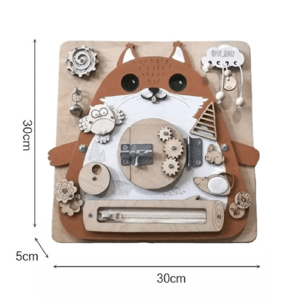 Pikkaboo Toys Woody Buddy - Mr. Kitty busy board - Orange