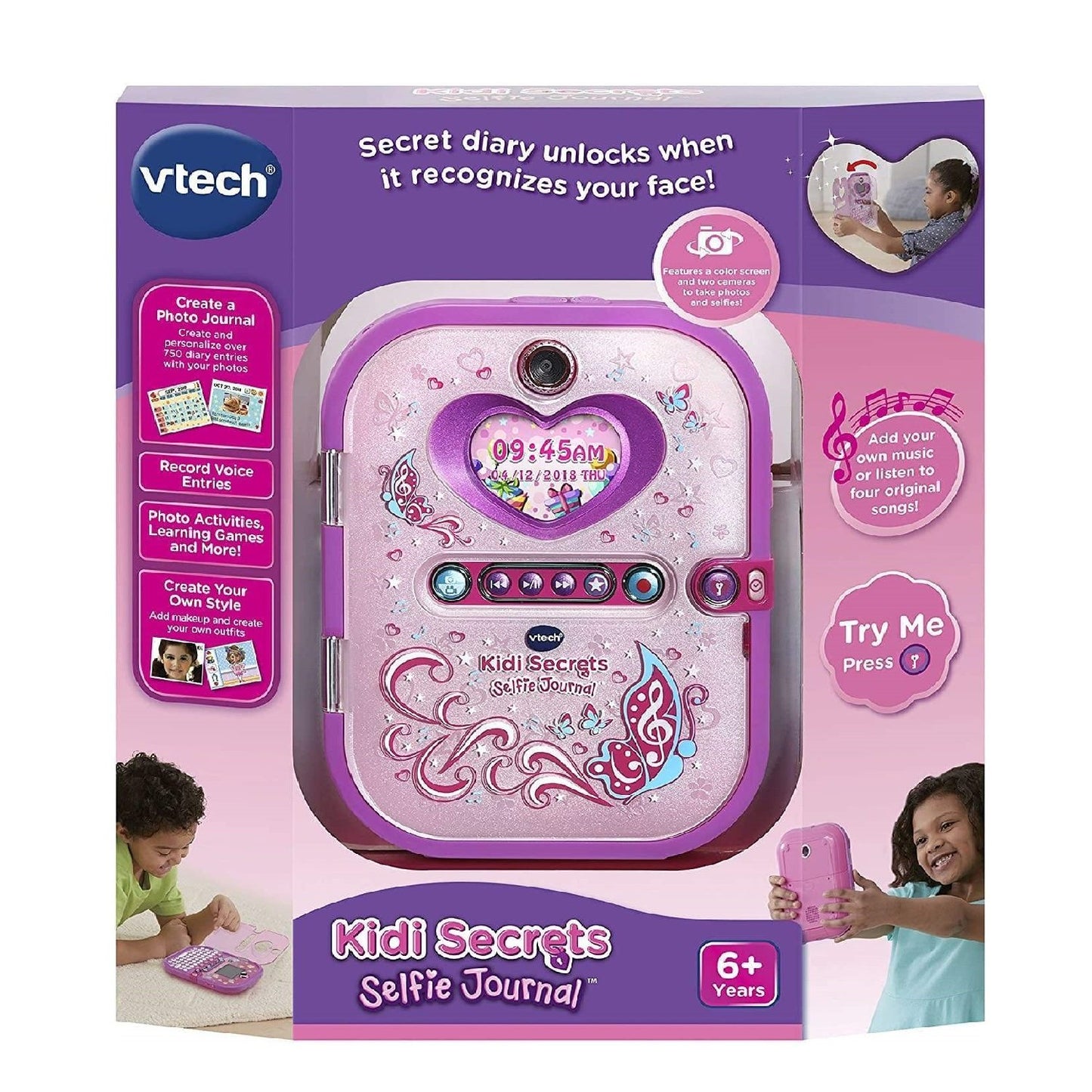 VTech Babies VTech Kidi Secrets Selfie Journal with Face Identifier, Pink